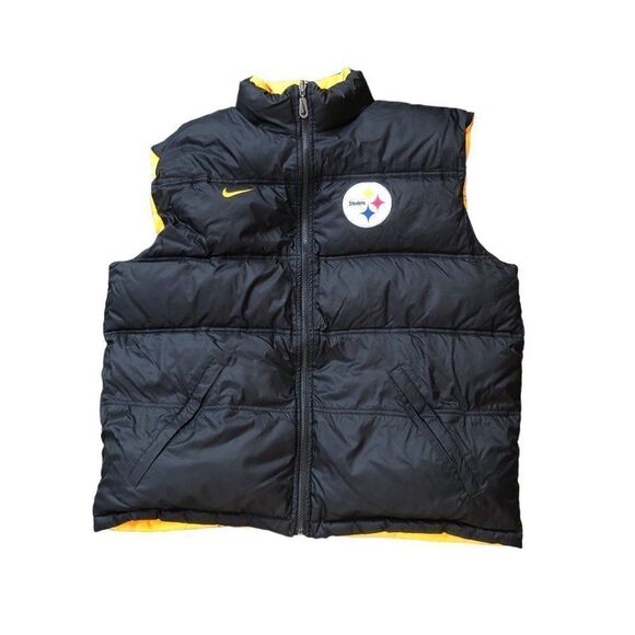 RARE Reversible Nike Jacket NFL Pittsburg Steelers Duvet Puffer Vest XL - Picture 15 of 16